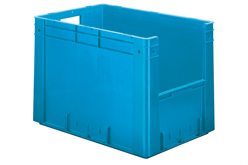 Euronorm pickingbak - front. opening 81l - 600x400x420mm - bodem/zijwanden gesloten 