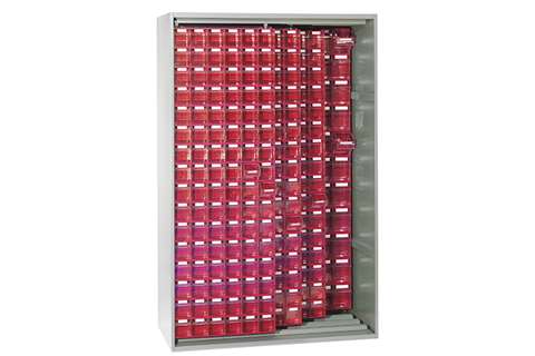 Metal wall cabinet incl. 398 pcs Storage 7000 tilt bins - 1250x600x1950mm