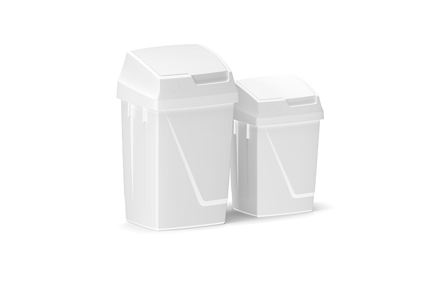 Waste bin with hinged lid 50l - 315x390x670mm 
