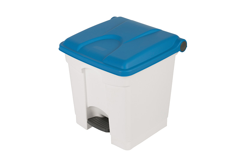 Rectangular step-on waste bin 30l - white body + coloured lid 430x390x410mm 