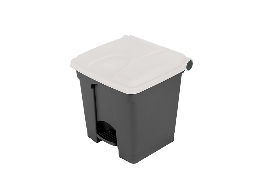 Rectangular step-on waste bin 30l - grey body+coloured lid 430x390x410mm 