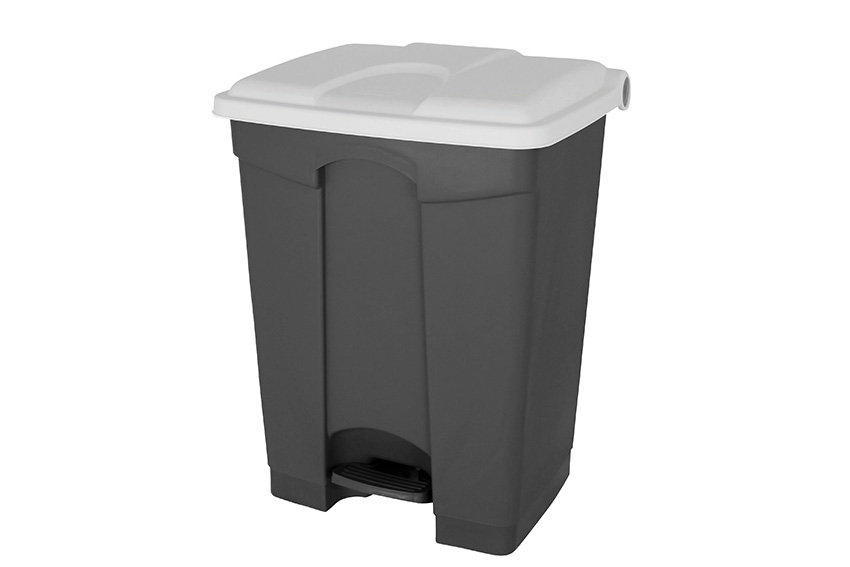 Rectangular step-on waste bin 70l - grey body+coloured lid 670x410x490mm 