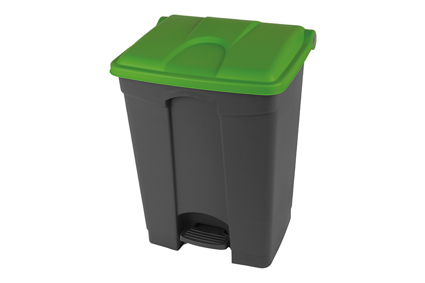 Rectangular step-on waste bin 70l - grey body+coloured lid 670x410x490mm 
