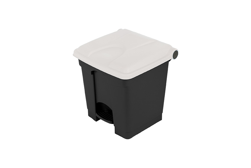 Rectangular step-on waste bin 30l - recycled body + lid 410x398x435mm 