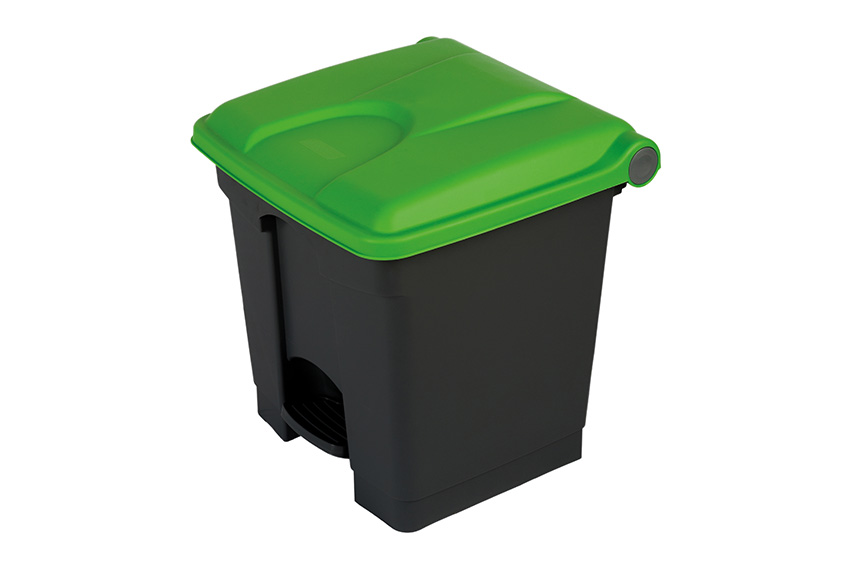 Rectangular step-on waste bin 30l - recycled body + lid 410x398x435mm 