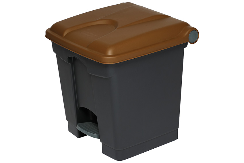 Rectangular step-on waste bin 30l - recycled body + lid 410x398x435mm 