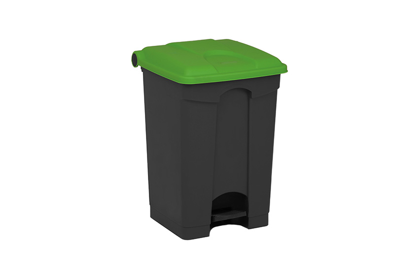 Rectangular step-on waste bin 45l - recycled body + lid 410x398x600mm 