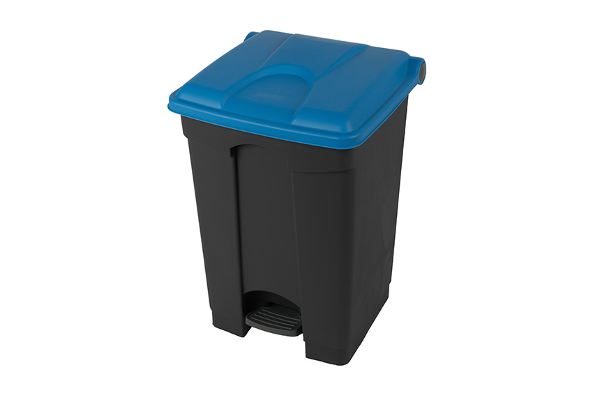 Rectangular step-on waste bin 45l - recycled body + lid 410x398x600mm 