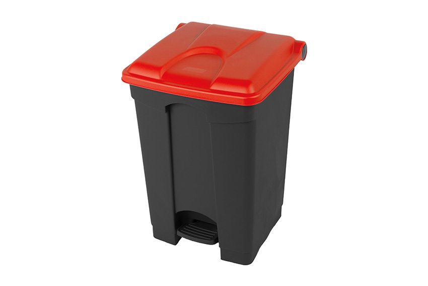 Rectangular step-on waste bin 45l - recycled body + lid 410x398x600mm 