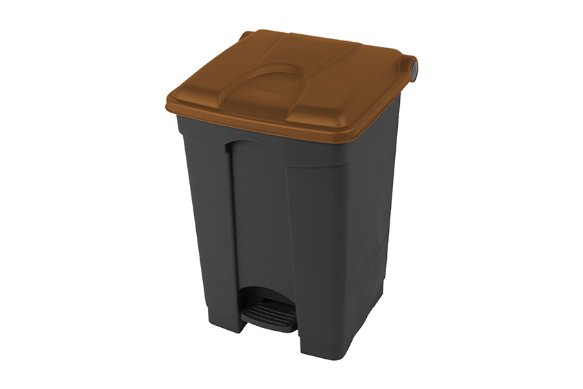 Rectangular step-on waste bin 45l - recycled body + lid 410x398x600mm 
