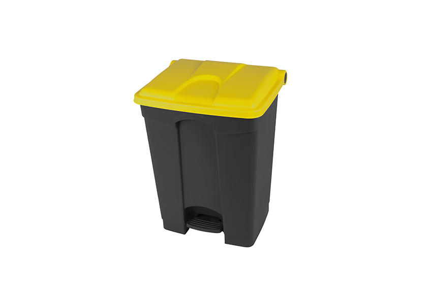 Rectangular step-on waste bin 70l - recycled body + lid 495x412x673mm 