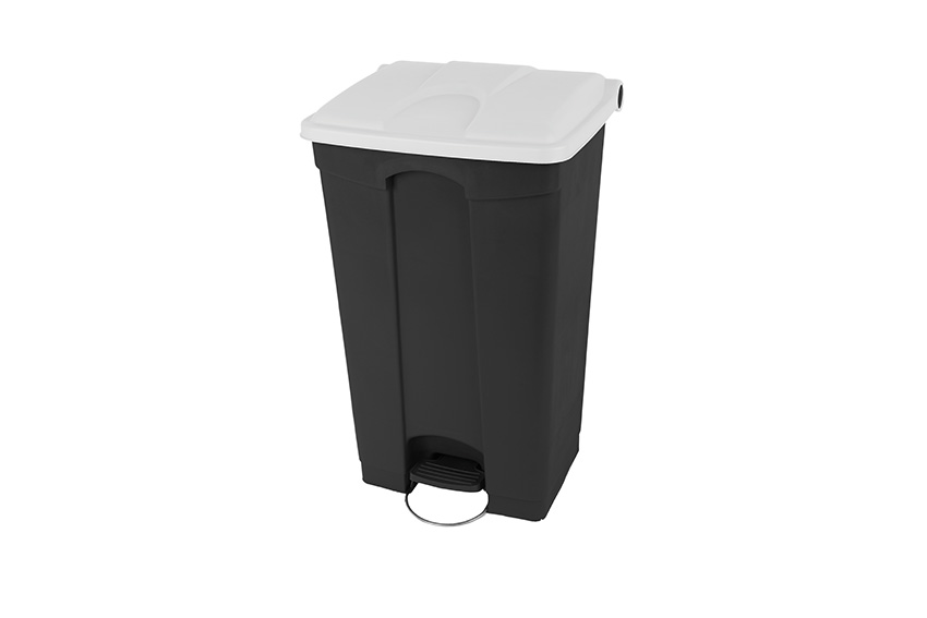 Rectangular step-on waste bin 90l - recycled body + lid 500x412x820mm 