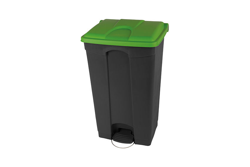 Rectangular step-on waste bin 90l - recycled body + lid 500x412x820mm 