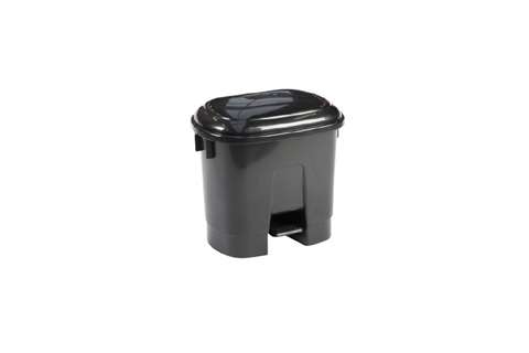 Afvalbak met deksel & pedaal - 30l - zwarte body - zwart deksel