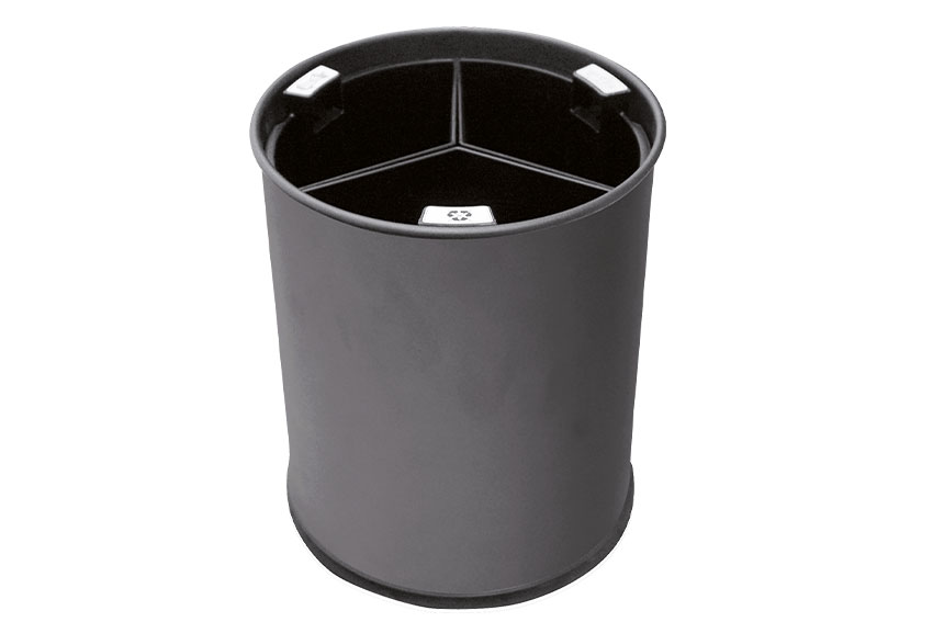 Round waste basket 13l - 3 compartiments - insert black 3,3l 