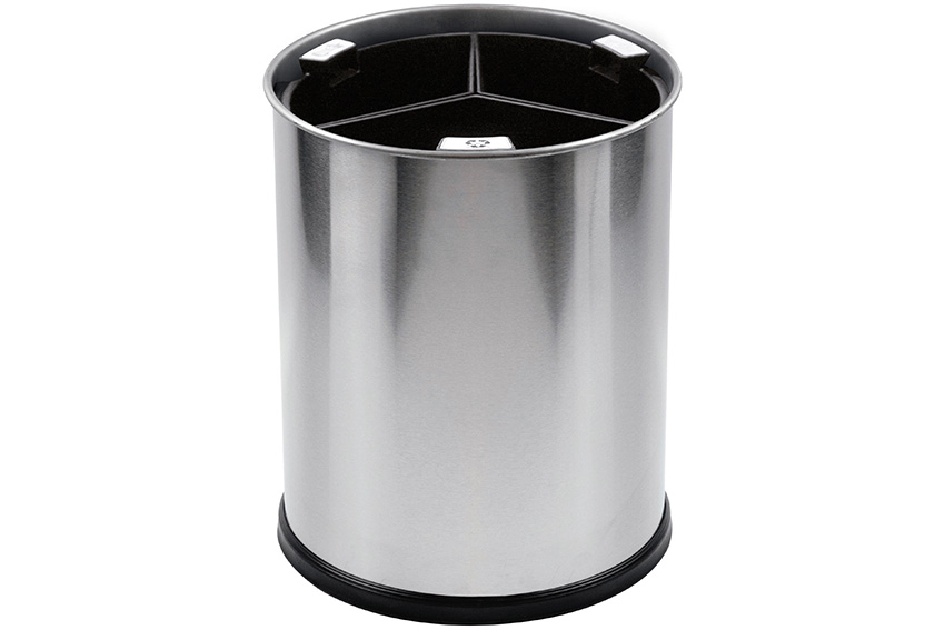 Round waste basket 13l - 3 compartiments - insert black 3,3l 